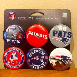 NFL Licensed 6 pack of Wincraft 2" New England Patriots Buttons